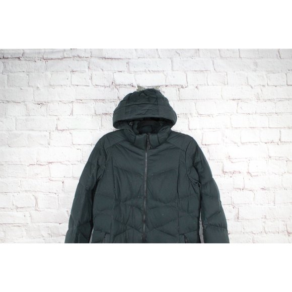 LL Bean Black Stretch Down Puffer Waterproof Hooded Coat Size M - Picture 3 of 9